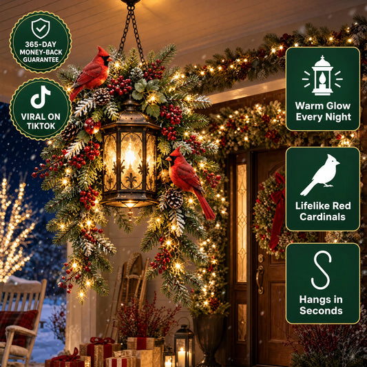 Pre-Lit Cardinal Evergreen Lantern