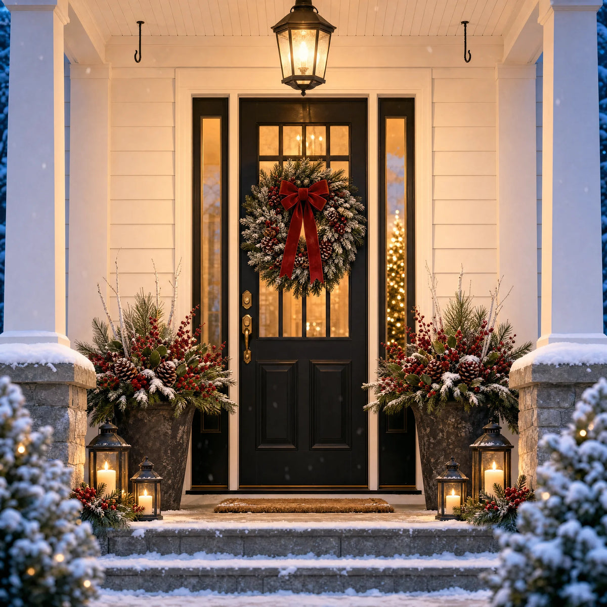 Pre-Lit Cardinal Evergreen Lantern