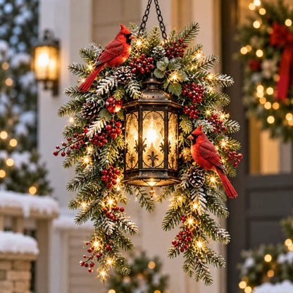 Pre-Lit Cardinal Evergreen Lantern